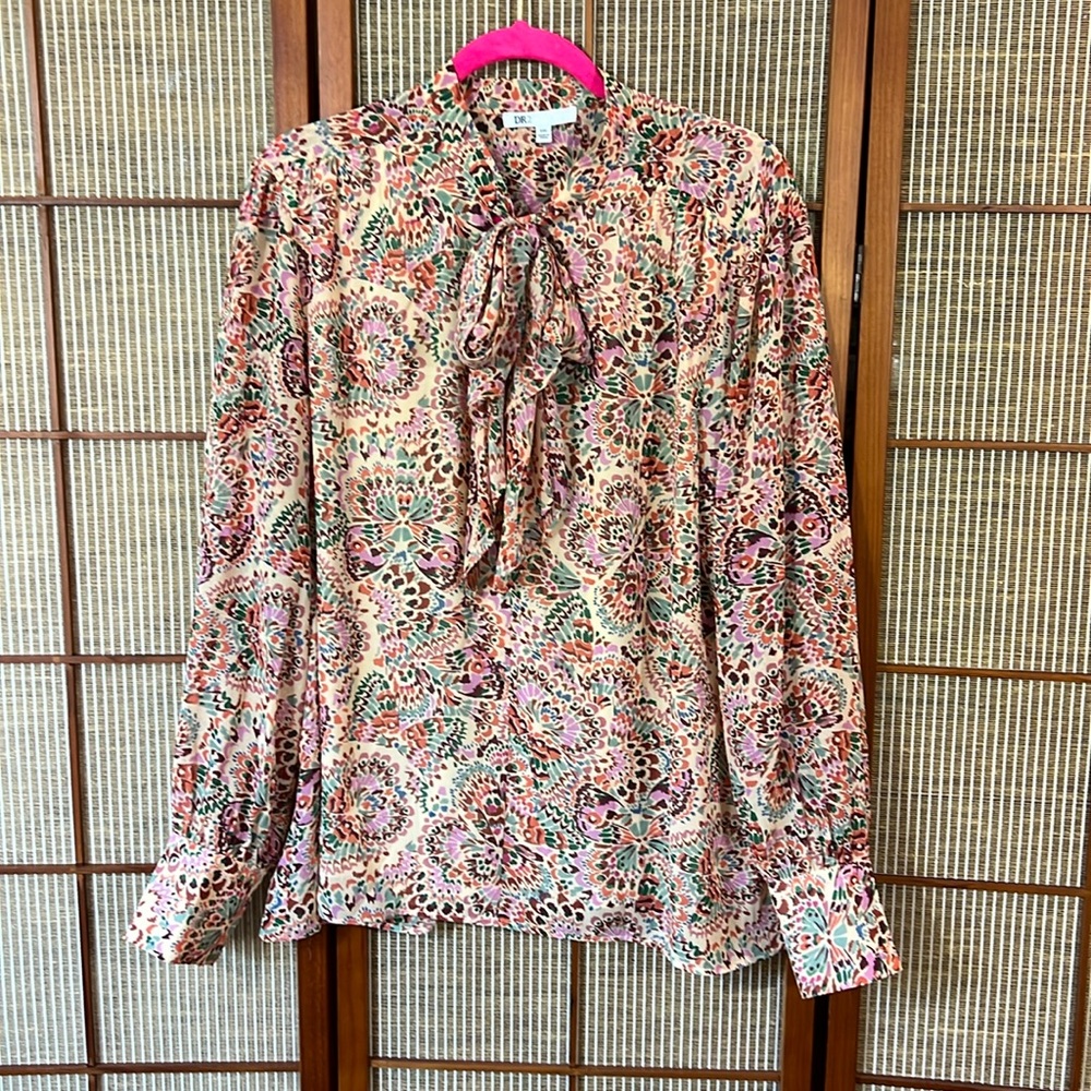 DR2 lined butterfly bow blouse - colorful XXL